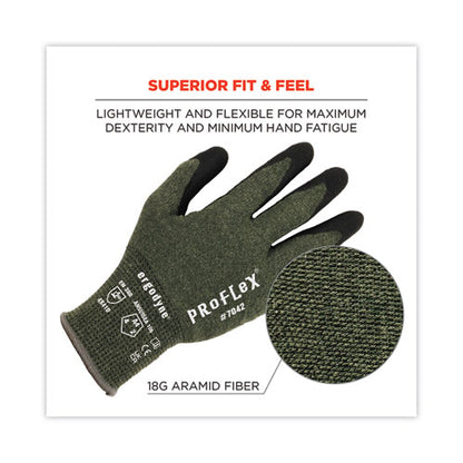 Proflex 7042 Ansi A4 Nitrile-coated Cr Gloves, En388: 4x41d, 9" Long, Medium, Green, 12 Pairs