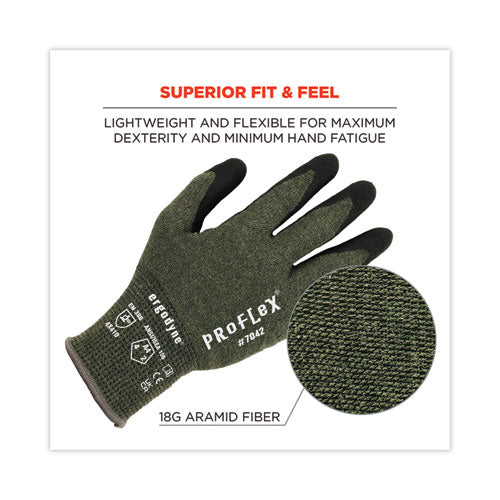 Proflex 7042 Ansi A4 Nitrile-coated Cr Gloves, En388: 4x41d, 9" Long, Large, Green, 12 Pairs