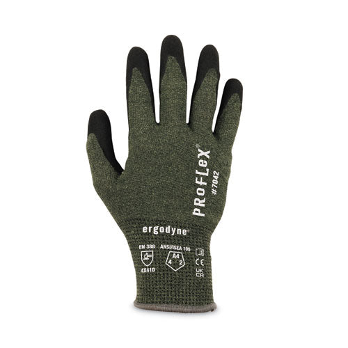 Proflex 7042 Ansi A4 Nitrile-coated Cr Gloves, En388: 4x41d, 9" Long, Small, Green, Pair