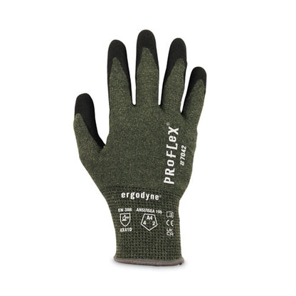 Proflex 7042 Ansi A4 Nitrile-coated Cr Gloves, En388: 4x41d, 9" Long, Small, Green, Pair