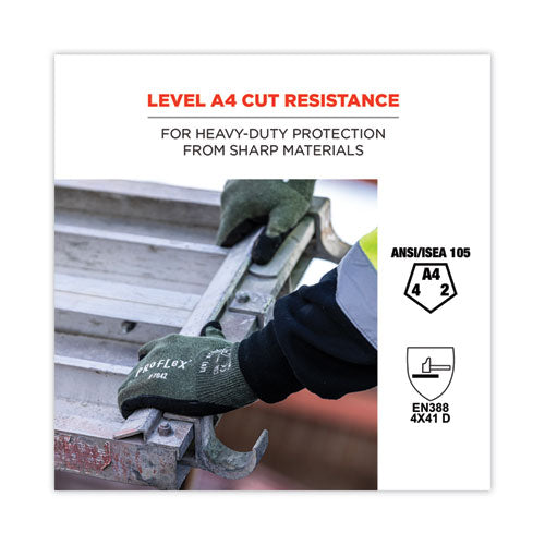 Proflex 7042 Ansi A4 Nitrile-coated Cr Gloves, En388: 4x41d, 9" Long, Medium, Green, Pair