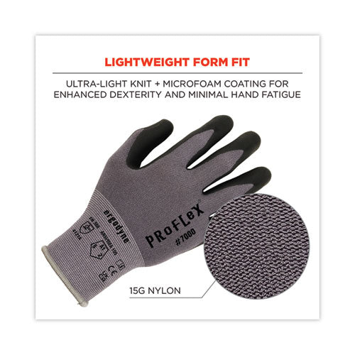 Proflex 7000 Nitrile-coated Gloves Microfoam Palm, En388: 4121a, 9" Long, Xx-large, Gray, 12 Pairs