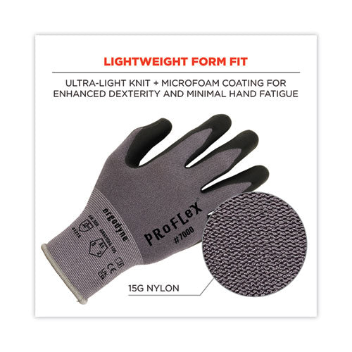 Proflex 7000 Nitrile-coated Gloves Microfoam Palm, En388: 4121a, 9" Long, Small, Gray, Pair