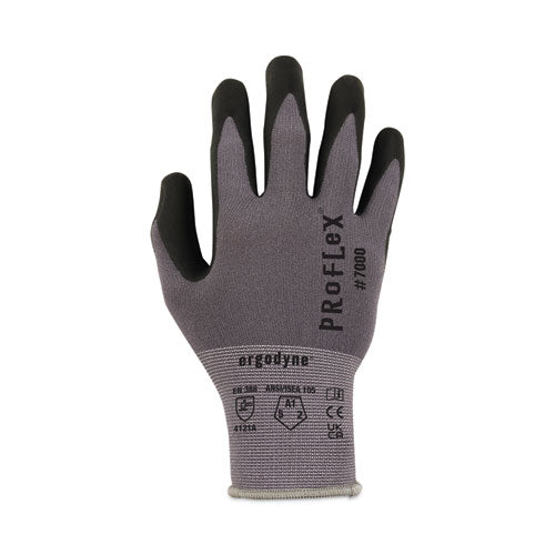 Proflex 7000 Nitrile-coated Gloves Microfoam Palm, En388: 4121a, 9" Long, Medium, Gray, Pair