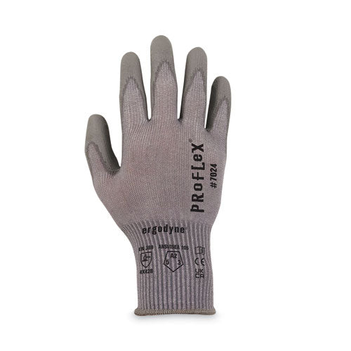 Proflex 7024 Ansi A2 Pu Coated Cr Gloves, En388: 4x42b, 9" Long, Small, Gray, 12 Pairs