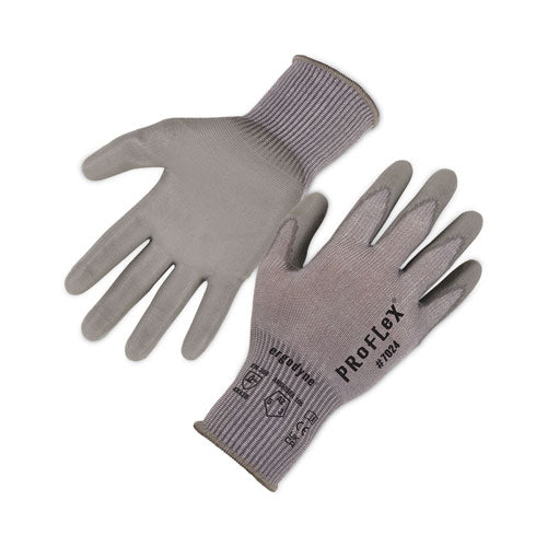 Proflex 7024 Ansi A2 Pu Coated Cr Gloves, En388: 4x42b, 9" Long, Large, Gray, 12 Pairs