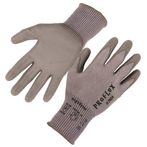 Proflex 7024 Ansi A2 Pu Coated Cr Gloves, En388: 4x42b, 7" Long, X-small, Gray, Pair