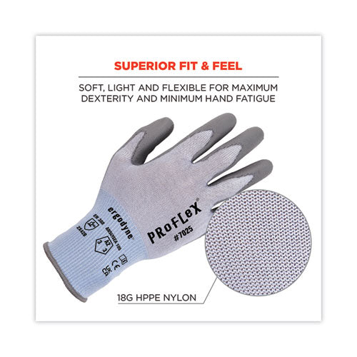 Proflex 7025 Ansi A2 Pu Coated Cr Gloves, En388: 2x42b, 9" Long, Medium, Blue, 12 Pairs