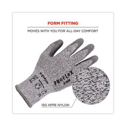 Proflex 7030 Ansi A3 Pu Coated Cr Gloves, En388: 4x42c, 9" Long, Small, Gray, 12 Pairs