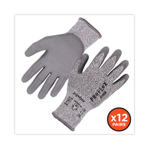 Proflex 7030 Ansi A3 Pu Coated Cr Gloves, En388: 4x42c, 9" Long, Medium, Gray, 12 Pairs