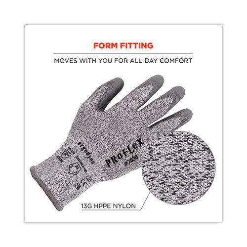 Proflex 7030 Ansi A3 Pu Coated Cr Gloves, En388: 4x42c, 9" Long, Large, Gray, 12 Pairs