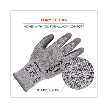 Proflex 7030 Ansi A3 Pu Coated Cr Gloves, En388: 4x42c, 9" Long, Large, Gray, 12 Pairs