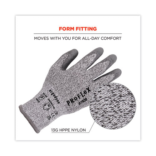Proflex 7030 Ansi A3 Pu Coated Cr Gloves, En388: 4x42c, 9" Long, Xx-large, Gray, 12 Pairs
