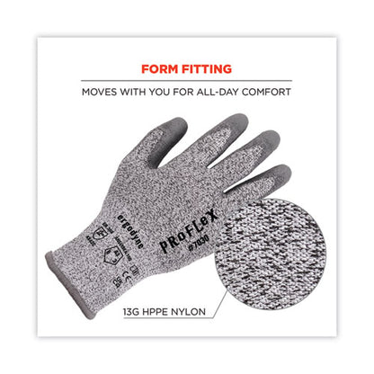 Proflex 7030 Ansi A3 Pu Coated Cr Gloves, En388: 4x42c, 9" Long, Large, Gray, Pair
