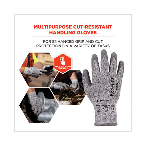 Proflex 7030 Ansi A3 Pu Coated Cr Gloves, En388: 4x42c, 9" Long, Large, Gray, Pair