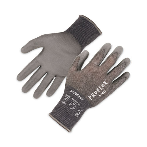 Proflex 7044 Ansi A4 Pu Coated Cr Gloves, En388: 4x42d, 9" Long, Large, Gray, 12 Pairs
