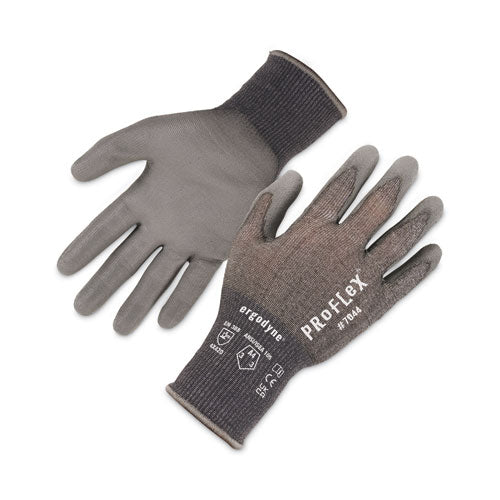 Proflex 7044 Ansi A4 Pu Coated Cr Gloves, En388: 4x42d, 9" Long, Xx-large, Gray, 12 Pairs