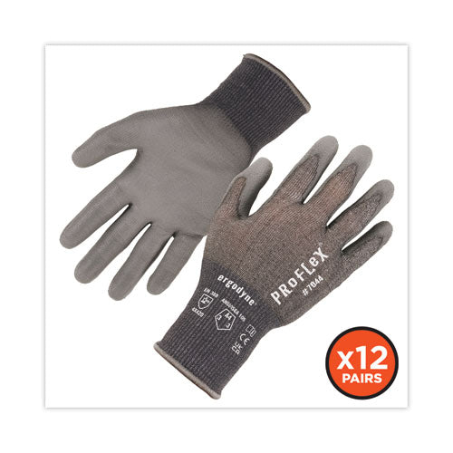 Proflex 7044 Ansi A4 Pu Coated Cr Gloves, En388: 4x42d, 9" Long, Xx-large, Gray, 12 Pairs
