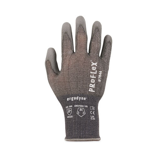 Proflex 7044 Ansi A4 Pu Coated Cr Gloves, En388: 4x42d, 9" Long, Medium, Gray, Pair