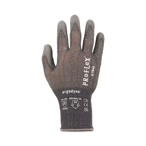 Proflex 7044 Ansi A4 Pu Coated Cr Gloves, En388: 4x42d, 9" Long, Xx-large, Gray, Pair