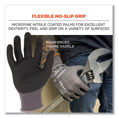 Proflex 7043 Ansi A4 Nitrile Coated Cr Gloves, En388: 4x42d, 9" Long, Small, Gray, 12 Pairs