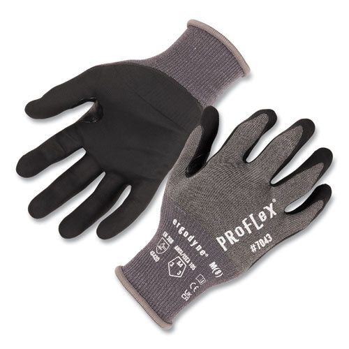 Proflex 7043 Ansi A4 Nitrile Coated Cr Gloves, En388: 4x42d, 9" Long, Xx-large, Gray, 12 Pairs