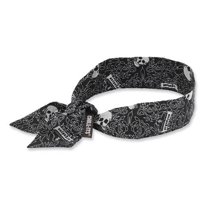 Chill-its 6700 Cooling Bandana Polymer Tie Headband, One Size Fits Most, Skulls