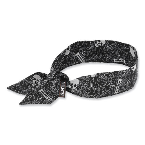 Chill-its 6700 Cooling Bandana Polymer Tie Headband, One Size Fits Most, Skulls