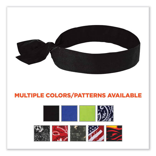 Chill-its 6700 Cooling Bandana Polymer Tie Headband, One Size Fits Most, Black