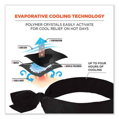 Chill-its 6700 Cooling Bandana Polymer Tie Headband, One Size Fits Most, Black
