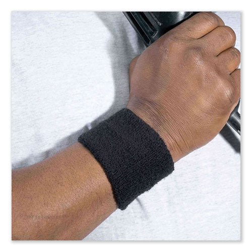 Chill-its 6500 Wrist Terry Cloth Sweatband, Cotton Terry, One Size Fits Most, Black