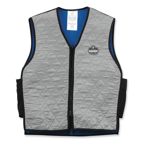 Chill-its 6665 Embedded Polymer Cooling Vest With Zipper, Nylon/polymer, Large, Gray