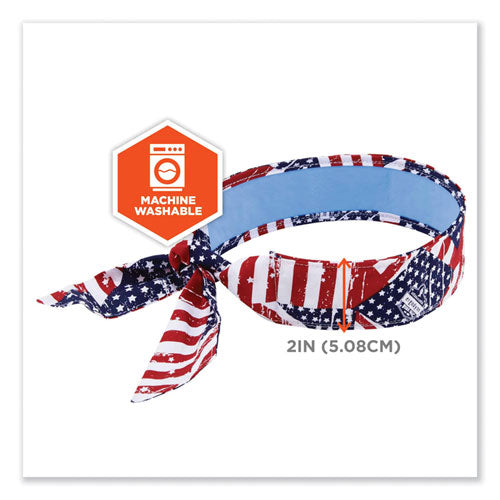 Chill-its 6700ct Cooling Bandana Pva Tie Headband, One Size Fits Most, Stars And Stripes