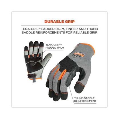 Proflex 710 Heavy-duty Mechanics Gloves, 9" Long, Small, Gray, Pair