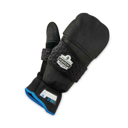 Proflex 816 Thermal Flip-top Gloves, En388: 3423x, 9" Long, Medium, Black, Pair