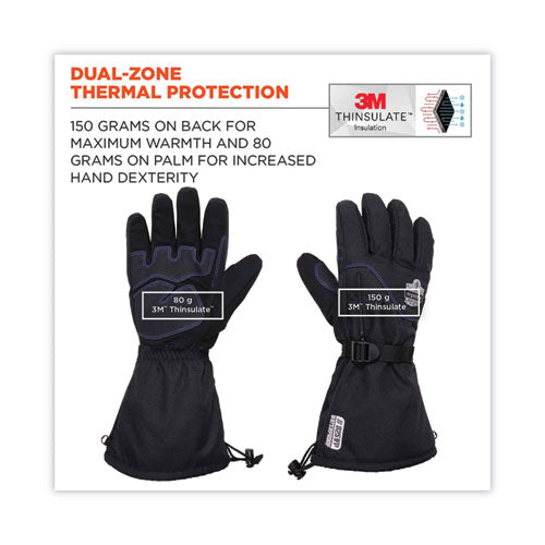 Proflex 825wp Thermal Waterproof Winter Work Gloves, Small, Black, Pair