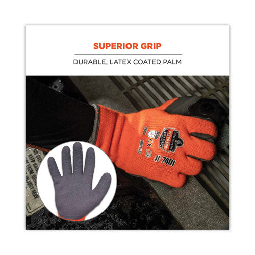 Proflex 7401-case Coated Lightweight Winter Gloves, En388: 2131x, 9" Long, Large, Orange, Pair