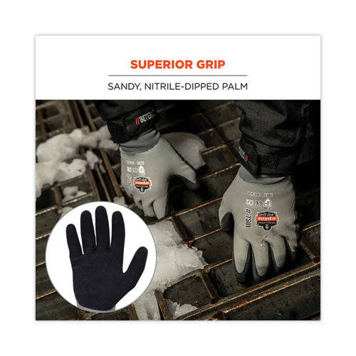 Proflex 7501 Coated Waterproof Winter Gloves, En388: 2131x, 10.5" Long, Large, Gray, Pair