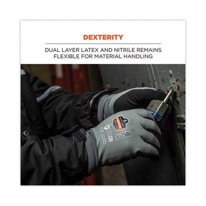Proflex 7501 Coated Waterproof Winter Gloves, En388: 2131x, 10.5" Long, Large, Gray, Pair