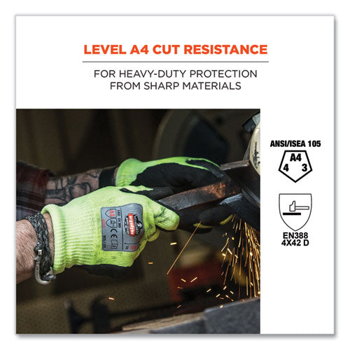 Proflex 7041 Ansi A4 Nitrile-coated Cr Gloves, En388: 4x42d, 10" Long, Small, Lime, Pair