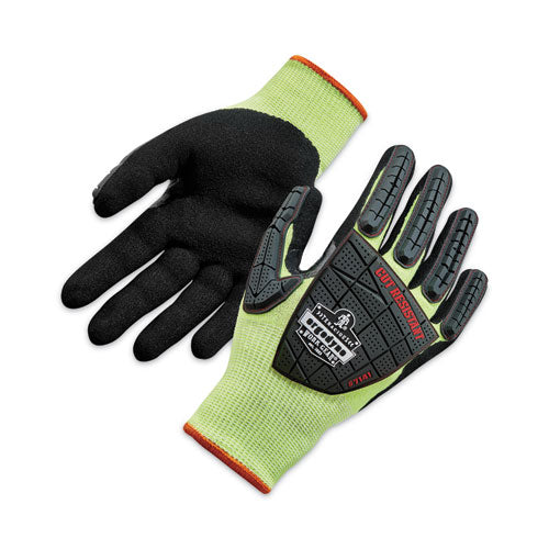 Proflex 7141 Ansi A4 Dir Nitrile-coated Cr Gloves, En388: 4x42dp, 9" Long, Small, Lime, Pair