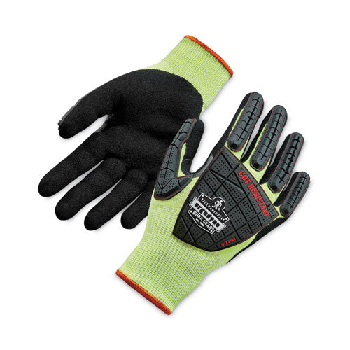 Proflex 7141 Ansi A4 Dir Nitrile-coated Cr Gloves, En388: 4x42dp, 9" Long, Large, Lime, Pair