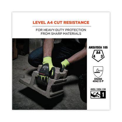 Proflex 7141 Ansi A4 Dir Nitrile-coated Cr Gloves, En388: 4x42dp, 9" Long, Large, Lime, Pair