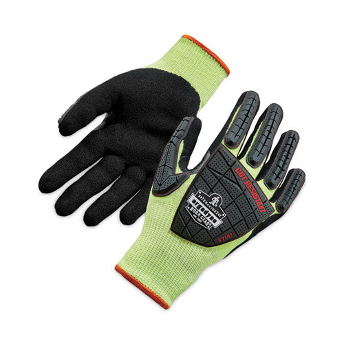 Proflex 7141 Ansi A4 Dir Nitrile-coated Cr Gloves, En388: 4x42dp, 9" Long, Xx-large, Lime, Pair