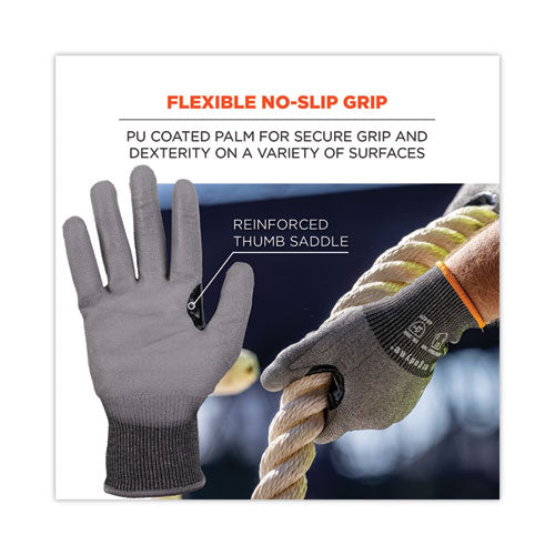 Proflex 7071 Ansi A7 Pu Coated Cr Gloves, En388: 4x42f, 9" Long, Large, Gray, 12 Pairs