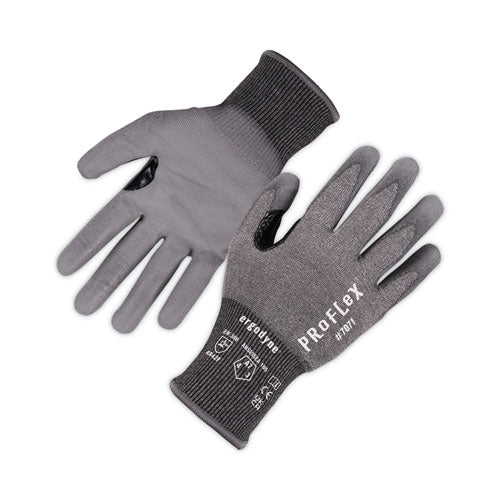Proflex 7071 Ansi A7 Pu Coated Cr Gloves, En388: 4x42f, 9" Long, Small, Gray, Pair