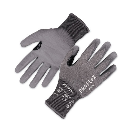 Proflex 7071 Ansi A7 Pu Coated Cr Gloves, En388: 4x42f, 9" Long, Medium, Gray, Pair