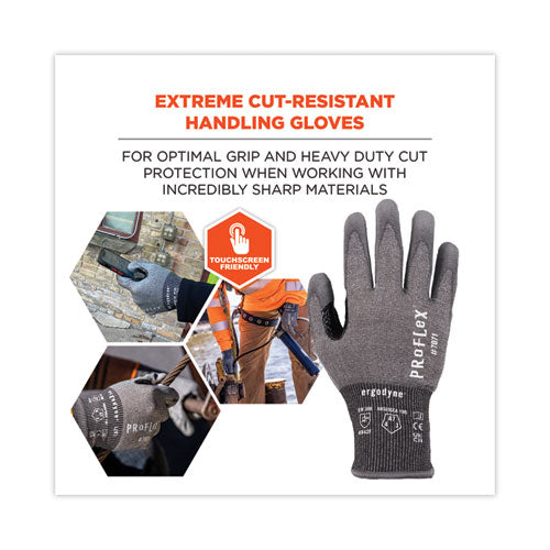 Proflex 7071 Ansi A7 Pu Coated Cr Gloves, En388: 4x42f, 9" Long, Large, Gray, Pair