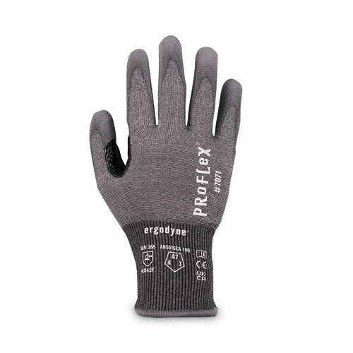 Proflex 7071 Ansi A7 Pu Coated Cr Gloves, En388: 4x42f, 9" Long, Xx-large, Gray, Pair