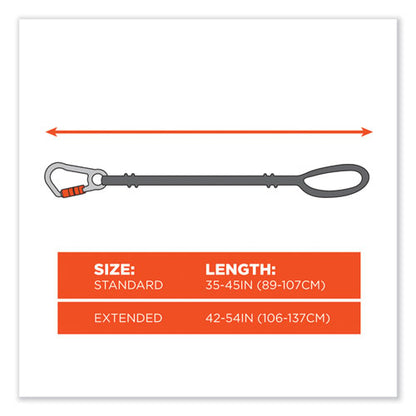Squids 3100 Lanyard With Aluminum Carabiner + Cinch-loop, 10 Lb Max Working Capacity, 42" To 54" Long, Black